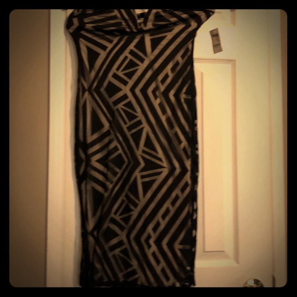 Charlotte Russe bodycon strapless black mesh dress